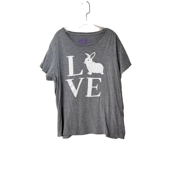 Crazy Dog Tops - Gray Bunny Love T Shirt Size 3X Crazy Dog